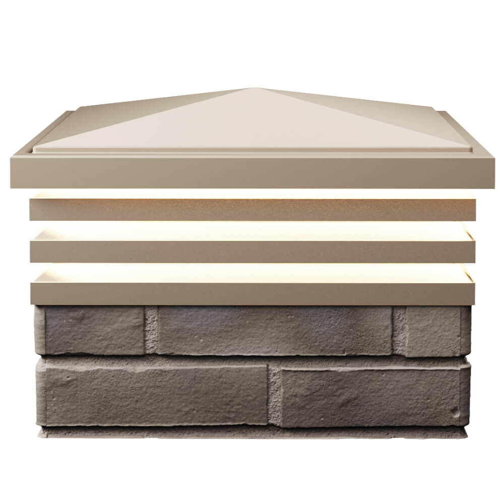 Колпак Zking Бона ХайТек Бежевый на столб 1.5х1.5 кирпича (385х385мм) с подсветкой в Новокузнецке фото