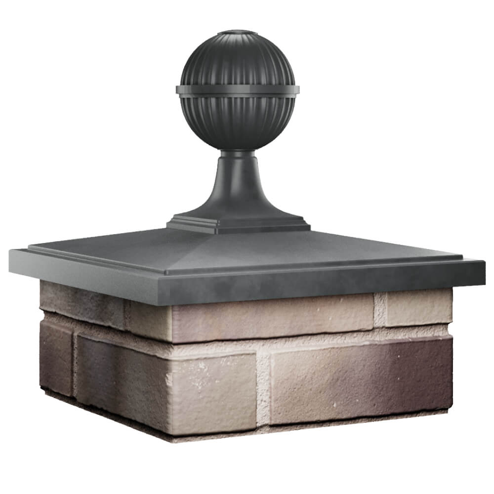 Колпак Zking БонаМоно Серый с шаром на столб 1.5х1.5 кирпича (385х385, 400х400мм) в сборе в Новокузнецке фото