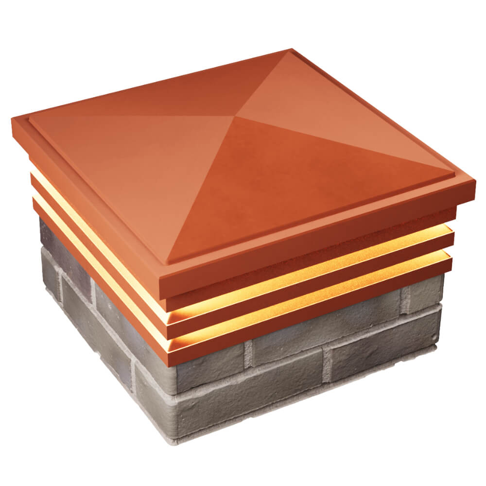 Колпак Zking Бона ХайТек Красный на столб 1.5х1.5 кирпича (385х385мм) с подсветкой в Новокузнецке фото