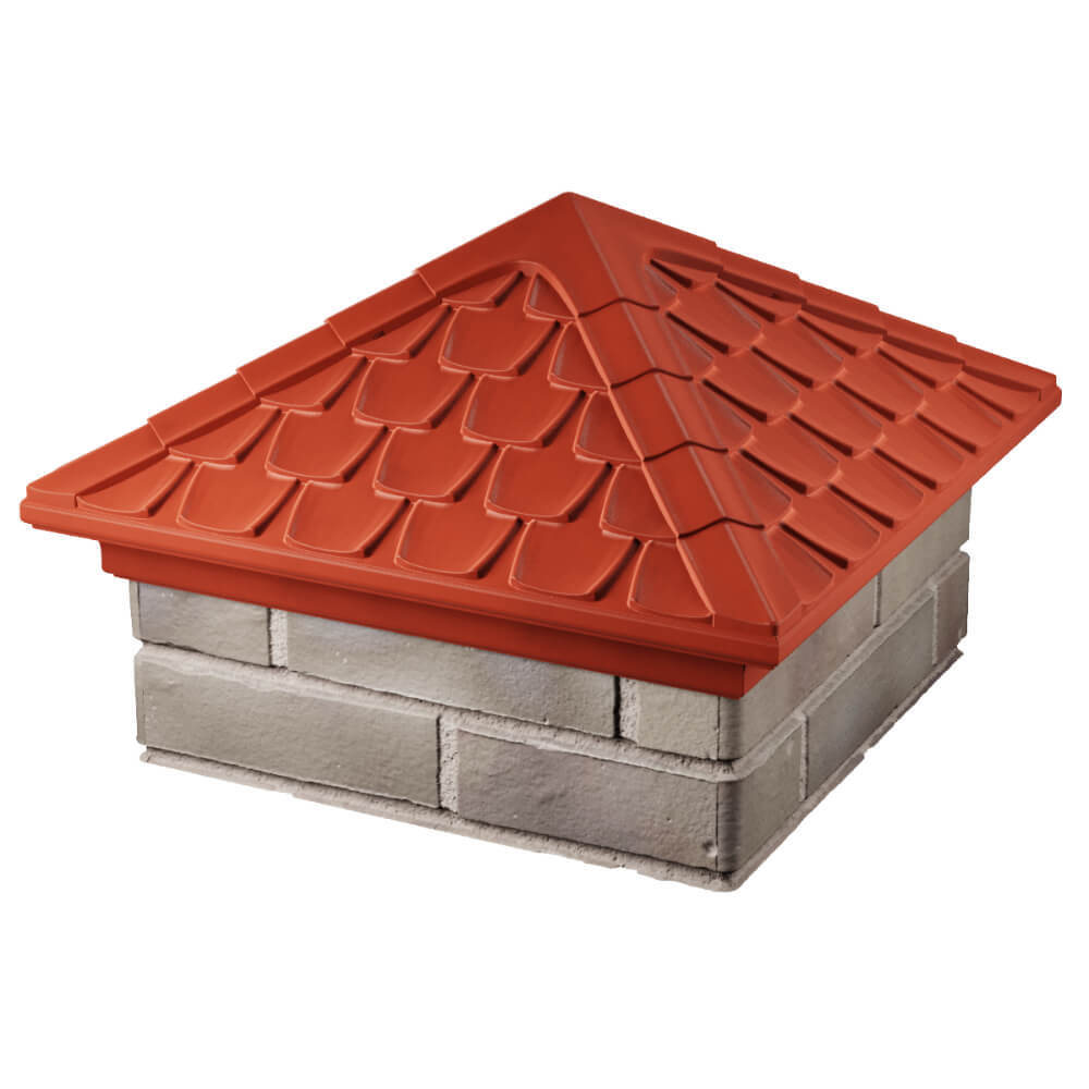 Колпак Zking Эльбрус Красный на столб 1.5х1.5 кирпича (385х385мм) в Новокузнецке фото