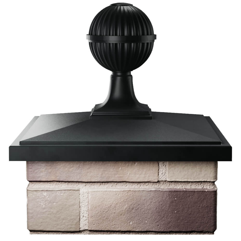 Колпак Zking БонаМоно Черный с шаром на столб 1.5х1.5 кирпича (385х385, 400х400мм) в сборе Новокузнецк фото