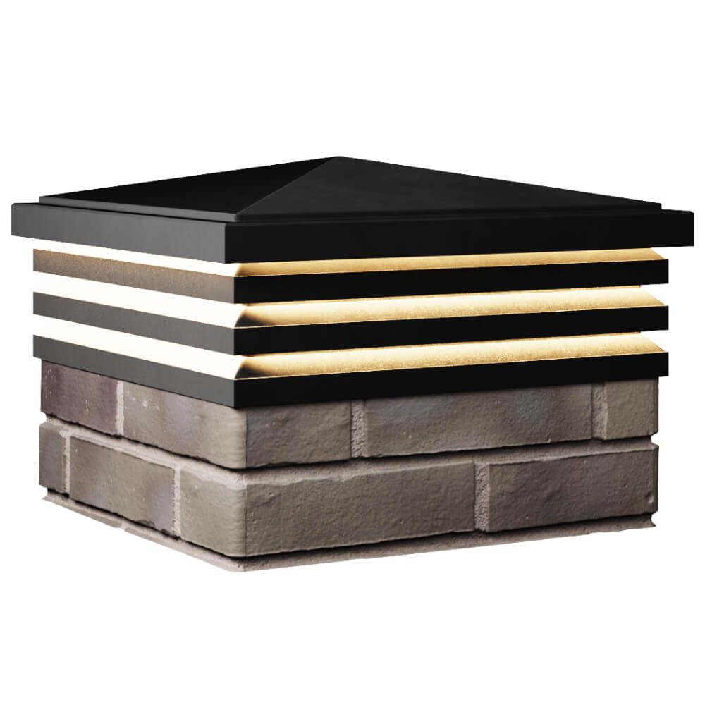 Колпак Zking Бона ХайТек Черный на столб 1.5х1.5 кирпича (385х385мм) с подсветкой в Новокузнецке фото