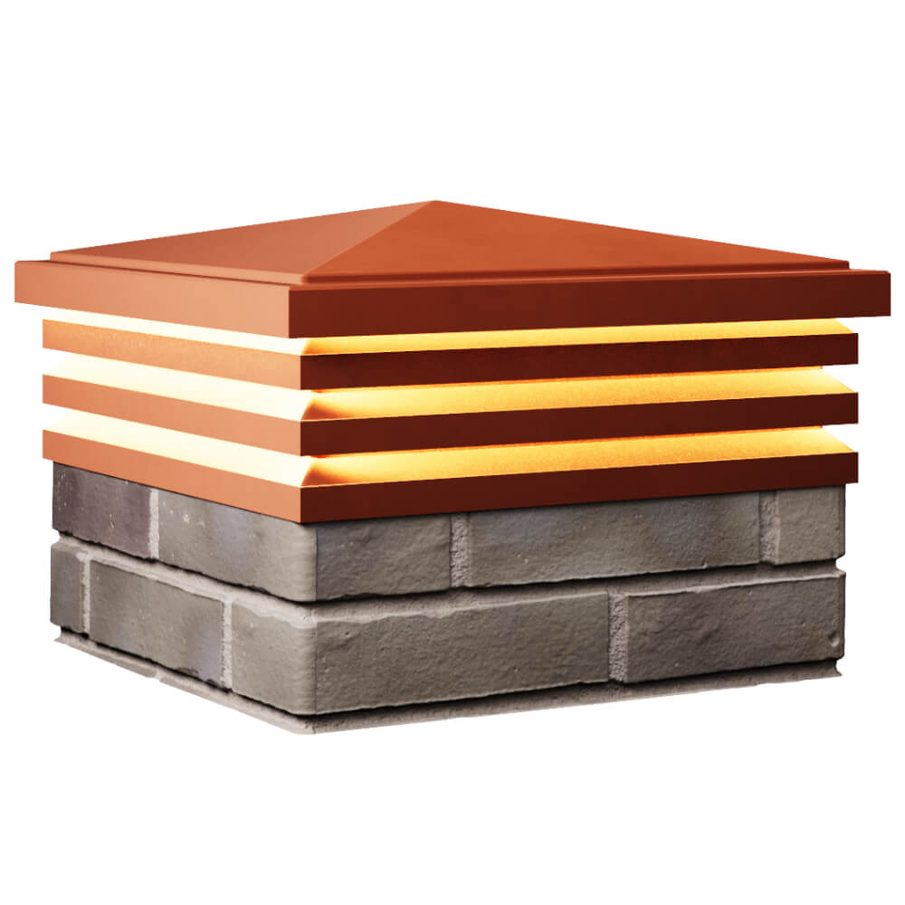 Колпак Zking Бона ХайТек Красный на столб 1.5х1.5 кирпича (385х385мм) с подсветкой в Новокузнецке фото