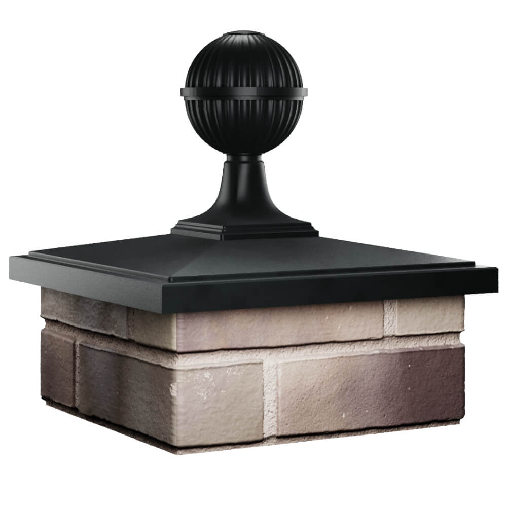 Колпак Zking БонаМоно Черный с шаром на столб 1.5х1.5 кирпича (385х385, 400х400мм) в сборе в Новокузнецке фото