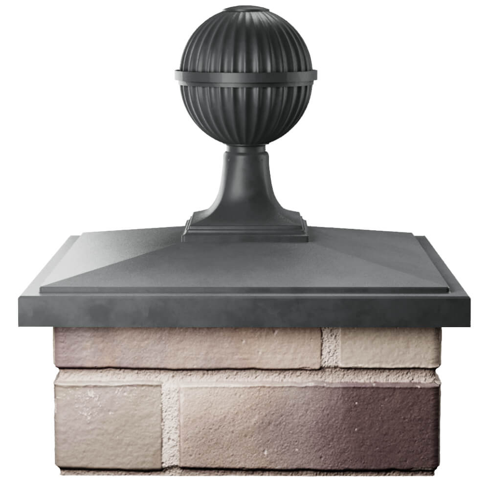 Колпак Zking БонаМоно Серый с шаром на столб 1.5х1.5 кирпича (385х385, 400х400мм) в сборе Новокузнецк фото