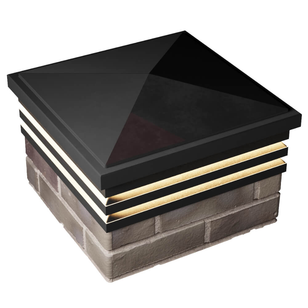 Колпак Zking Бона ХайТек Черный на столб 1.5х1.5 кирпича (385х385мм) с подсветкой в Новокузнецке фото