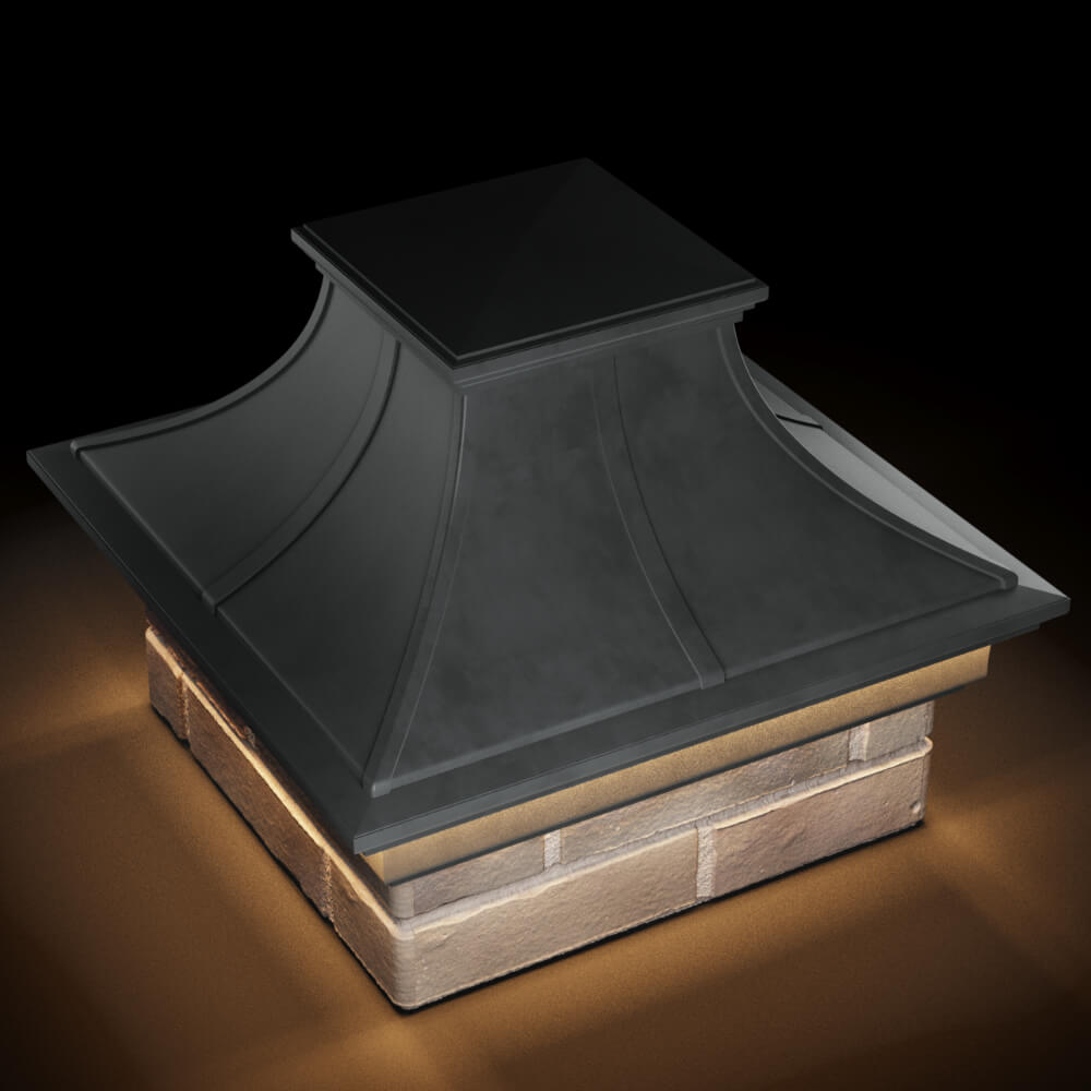 Колпак Zking Монблан Премиум Серый на столб 1.5х1.5 кирпича (385х385мм) с подсветкой в Новокузнецке фото