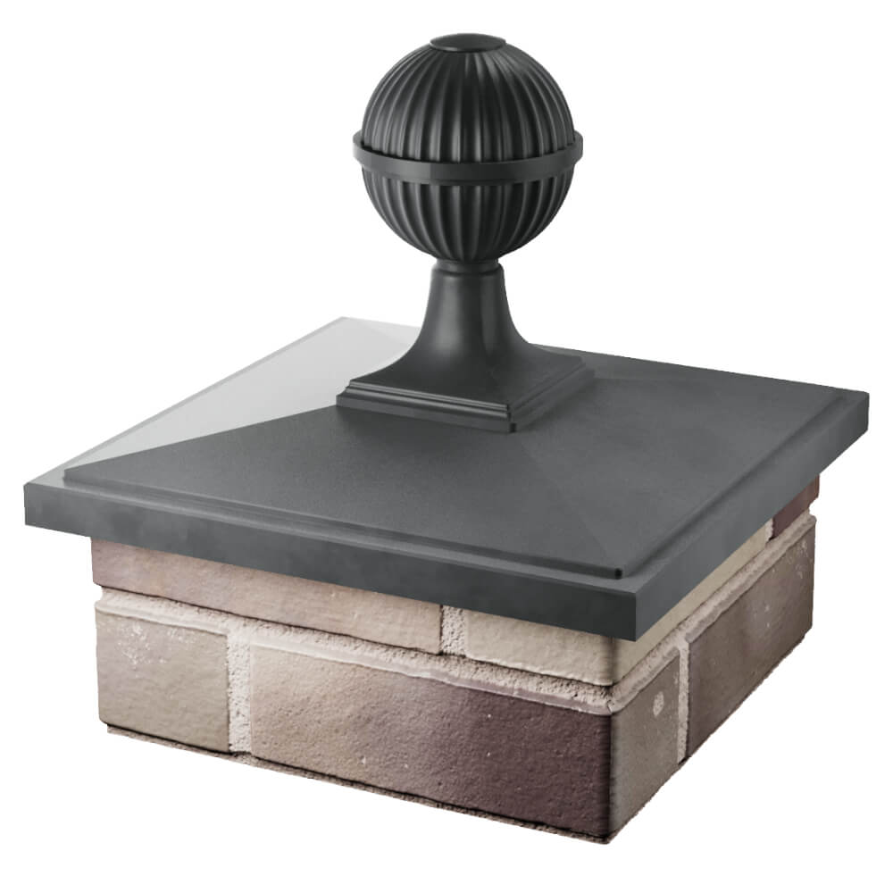 Колпак Zking БонаМоно Серый с шаром на столб 1.5х1.5 кирпича (385х385, 400х400мм) в сборе в Новокузнецке фото