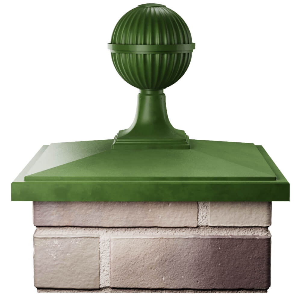 Колпак Zking БонаМоно Зеленый с шаром на столб 1.5х1.5 кирпича (385х385, 400х400мм) в сборе Новокузнецк фото