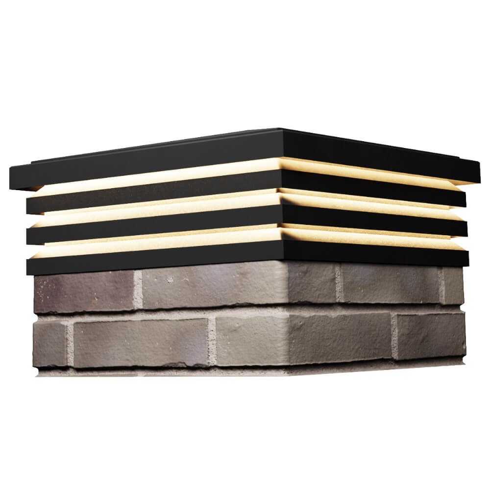 Колпак Zking Бона ХайТек Черный на столб 1.5х1.5 кирпича (385х385мм) с подсветкой в Новокузнецке фото