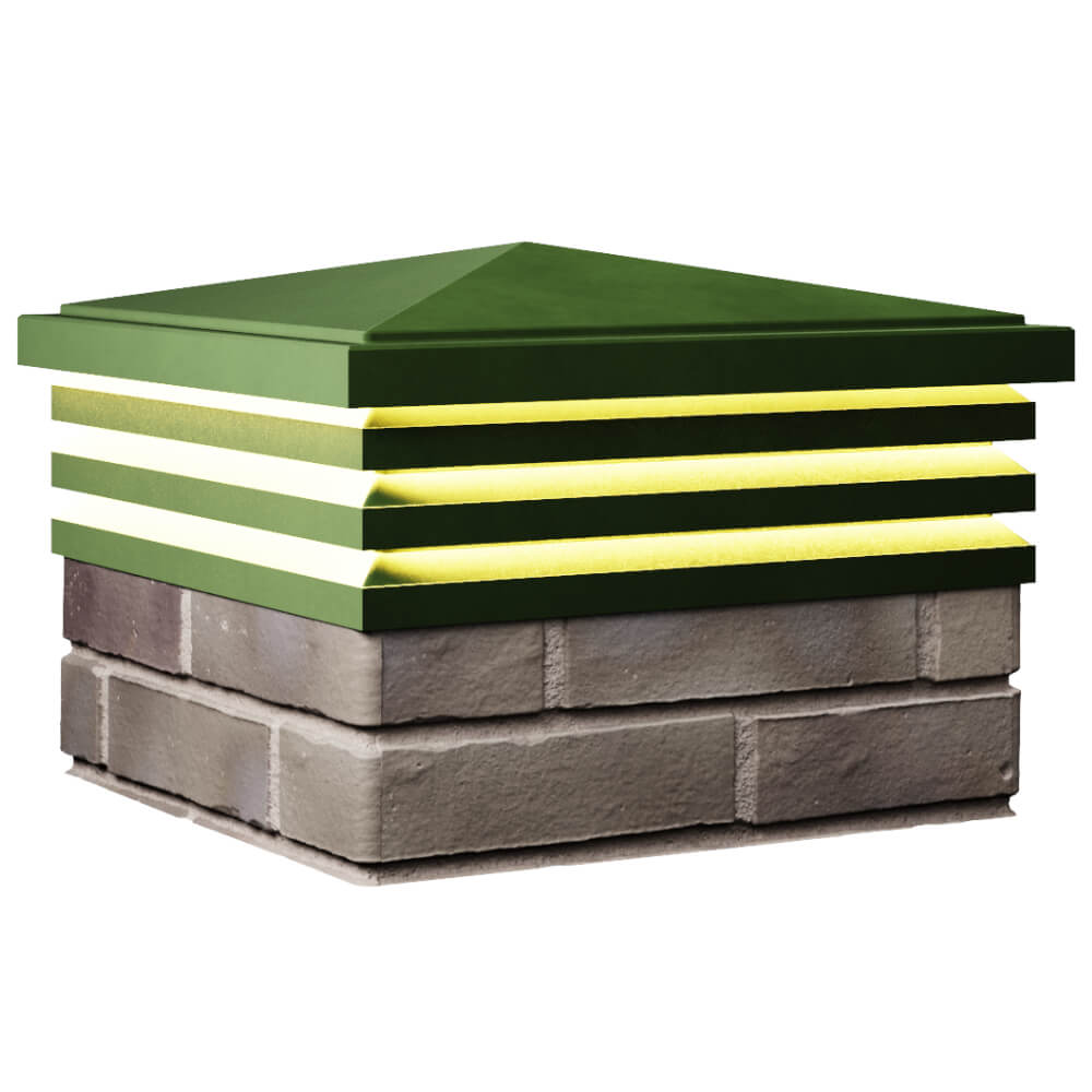 Колпак Zking Бона ХайТек Зеленый на столб 1.5х1.5 кирпича (385х385мм) с подсветкой в Новокузнецке фото