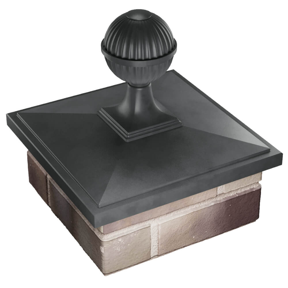 Колпак Zking БонаМоно Серый с шаром на столб 1.5х1.5 кирпича (385х385, 400х400мм) в сборе в Новокузнецке фото