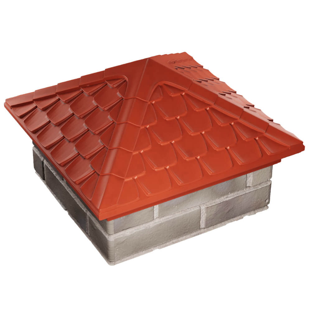 Колпак Zking Эльбрус Красный на столб 1.5х1.5 кирпича (385х385мм) в Новокузнецке фото