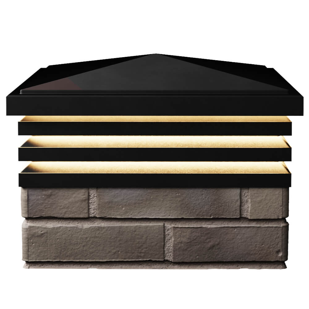 Колпак Zking Бона ХайТек Черный на столб 1.5х1.5 кирпича (385х385мм) с подсветкой в Новокузнецке фото