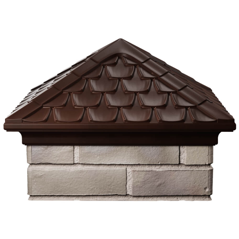 Колпак Zking Эльбрус Коричневый на столб 1.5х1.5 кирпича (385х385мм) Новокузнецк фото