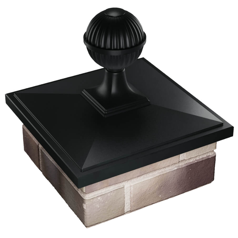 Колпак Zking БонаМоно Черный с шаром на столб 1.5х1.5 кирпича (385х385, 400х400мм) в сборе в Новокузнецке фото