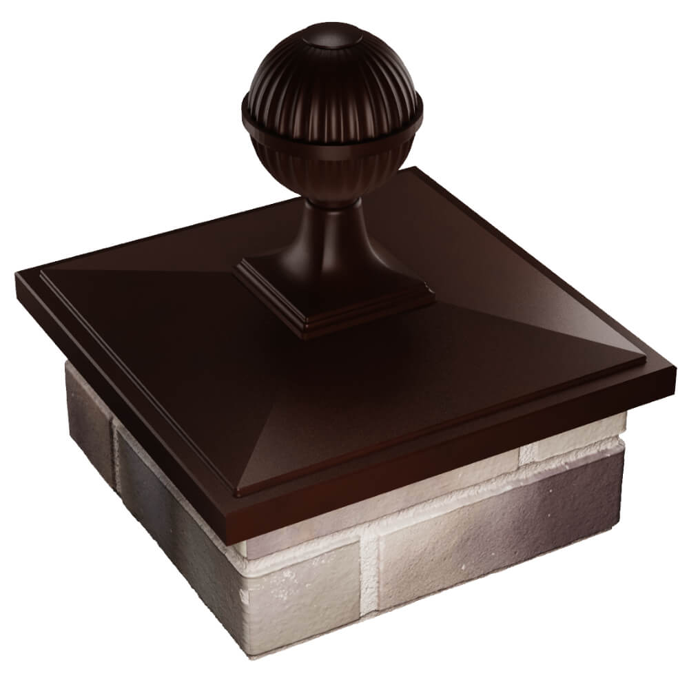 Колпак Zking БонаМоно Коричневый с шаром на столб 1.5х1.5 кирпича (385х385, 400х400мм) в сборе в Новокузнецке фото