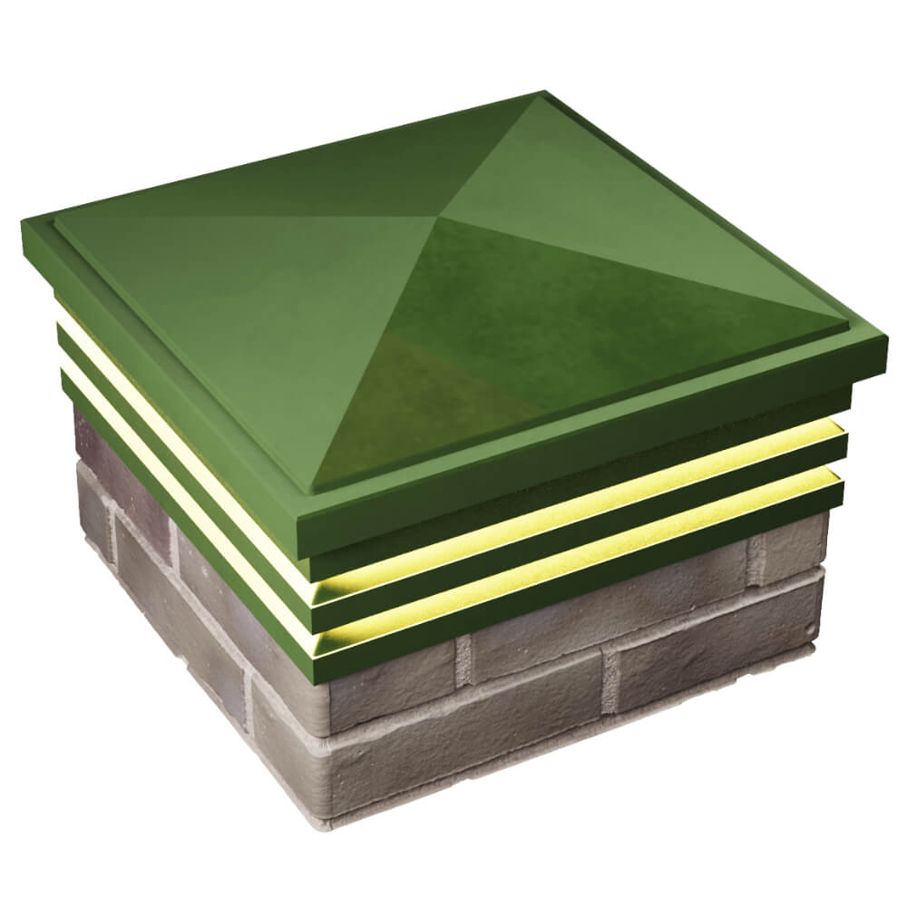 Колпак Zking Бона ХайТек Зеленый на столб 1.5х1.5 кирпича (385х385мм) с подсветкой в Новокузнецке фото