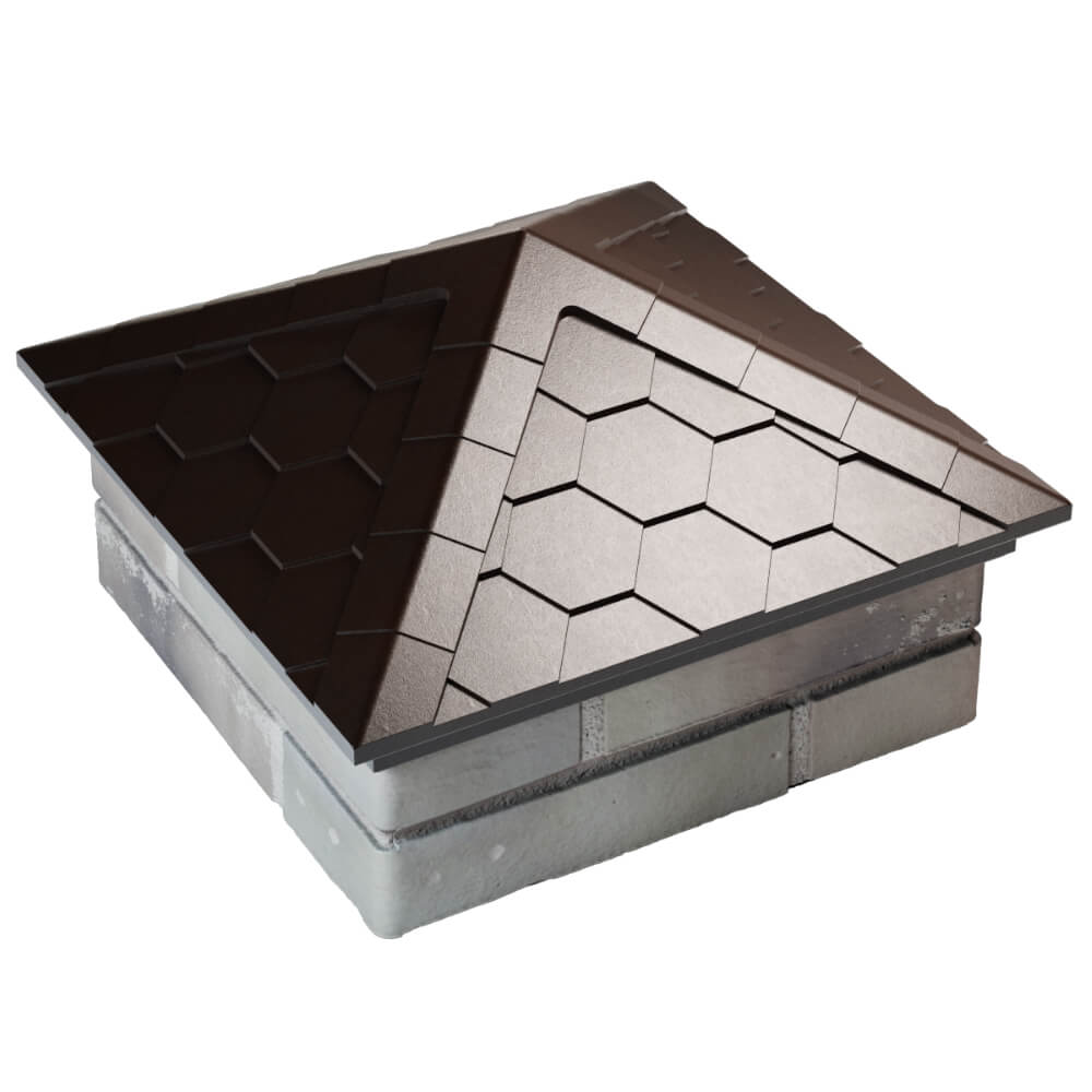 Колпак Zking Эверест Коричневый на столб 1.5х1.5 кирпича (390х390мм) в Новокузнецке фото