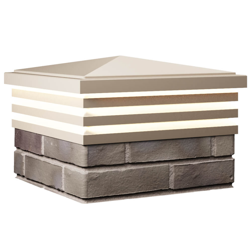 Колпак Zking Бона ХайТек Бежевый на столб 1.5х1.5 кирпича (385х385мм) с подсветкой в Новокузнецке фото