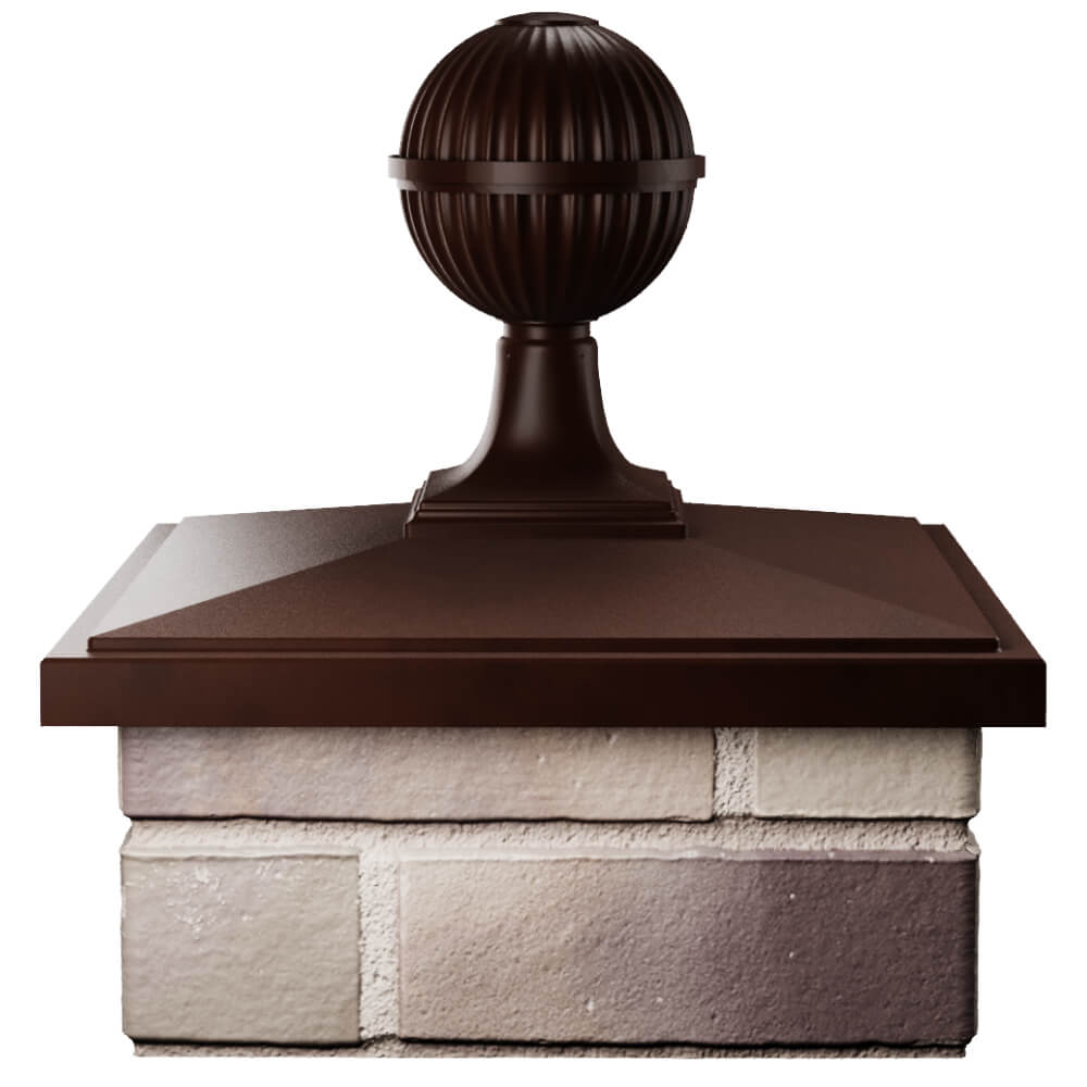 Колпак Zking БонаМоно Коричневый с шаром на столб 1.5х1.5 кирпича (385х385, 400х400мм) в сборе Новокузнецк фото