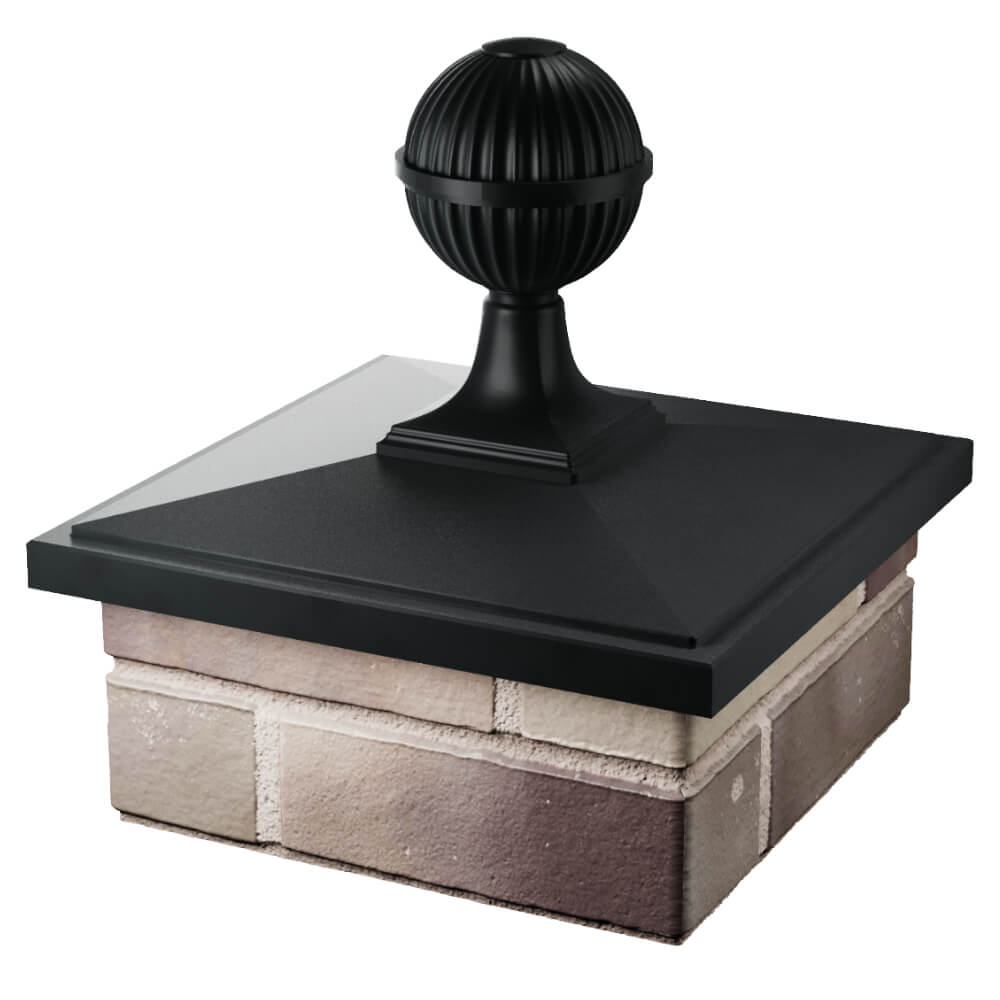 Колпак Zking БонаМоно Черный с шаром на столб 1.5х1.5 кирпича (385х385, 400х400мм) в сборе в Новокузнецке фото