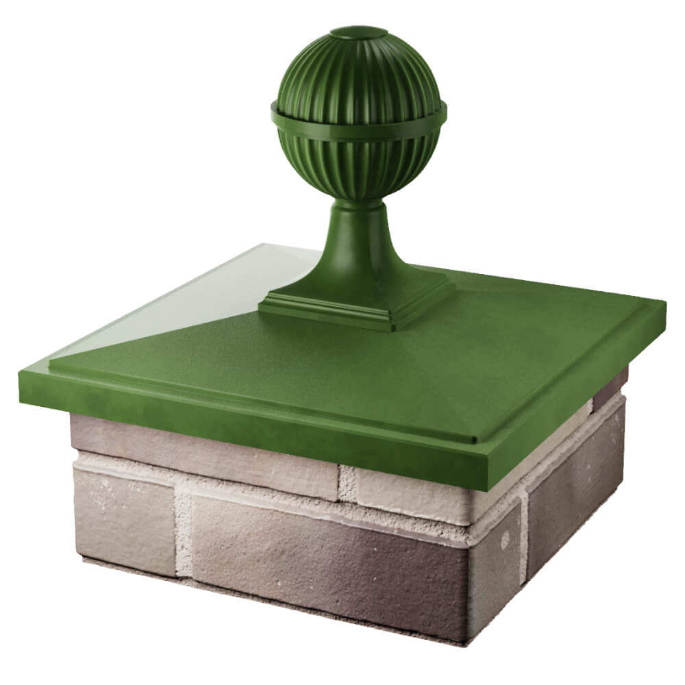 Колпак Zking БонаМоно Зеленый с шаром на столб 1.5х1.5 кирпича (385х385, 400х400мм) в сборе в Новокузнецке фото