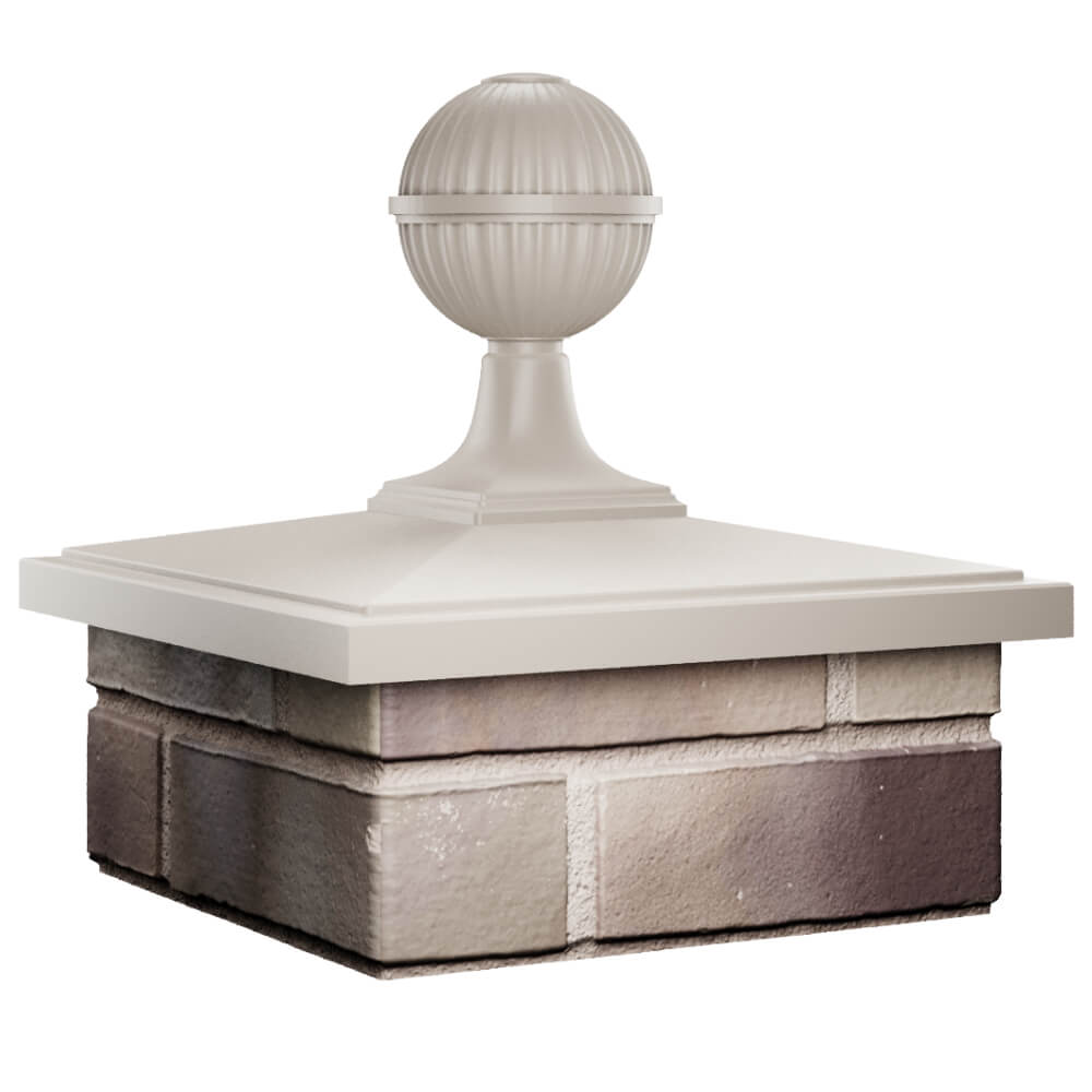 Колпак Zking БонаМоно Бежевый с шаром на столб 1.5х1.5 кирпича (385х385, 400х400мм) в сборе в Новокузнецке фото