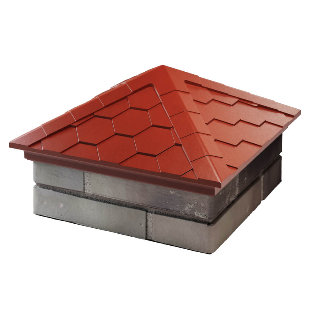 Колпак Zking Эверест Красный на столб 1.5х1.5 кирпича (390х390мм) в Новокузнецке фото