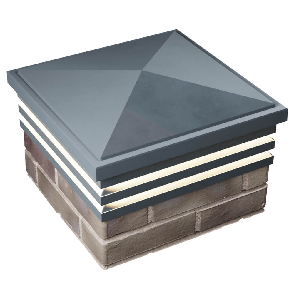 Колпак Zking Бона ХайТек Серый на столб 1.5х1.5 кирпича (385х385мм) с подсветкой в Новокузнецке фото