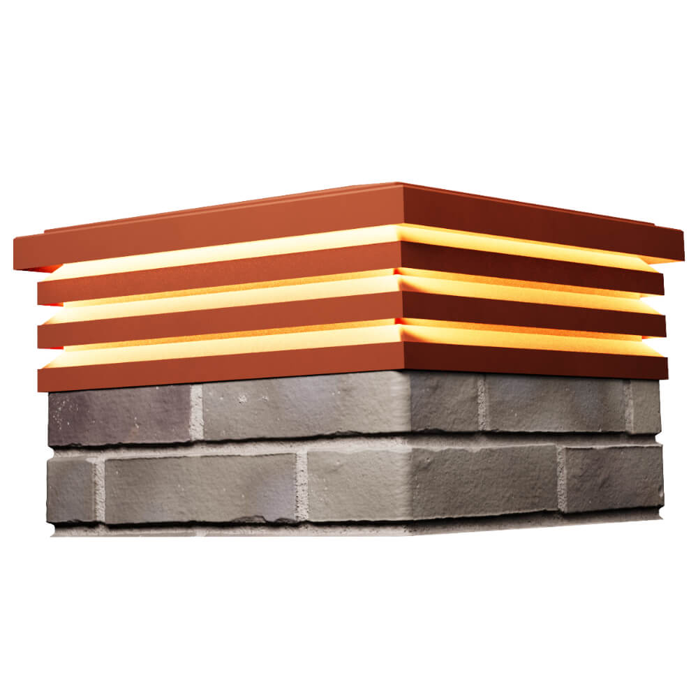 Колпак Zking Бона ХайТек Красный на столб 1.5х1.5 кирпича (385х385мм) с подсветкой в Новокузнецке фото