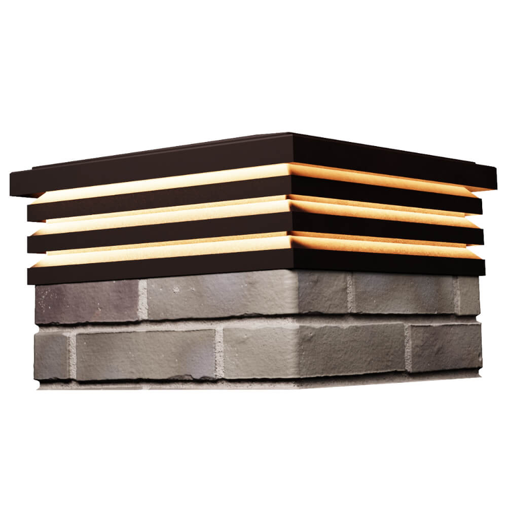 Колпак Zking Бона ХайТек Коричневый на столб 1.5х1.5 кирпича (385х385мм) с подсветкой в Новокузнецке фото