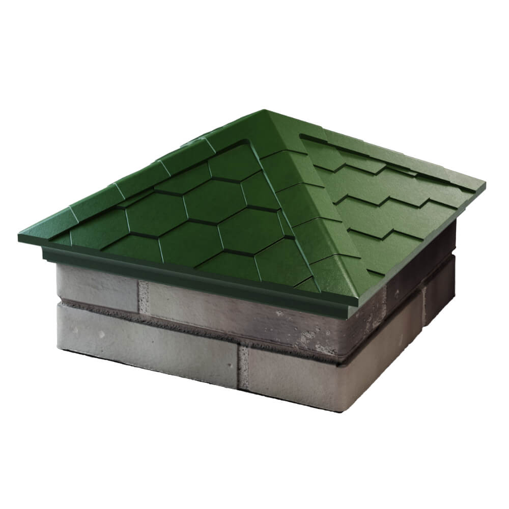 Колпак Zking Эверест Зеленый на столб 1.5х1.5 кирпича (390х390мм) в Новокузнецке фото