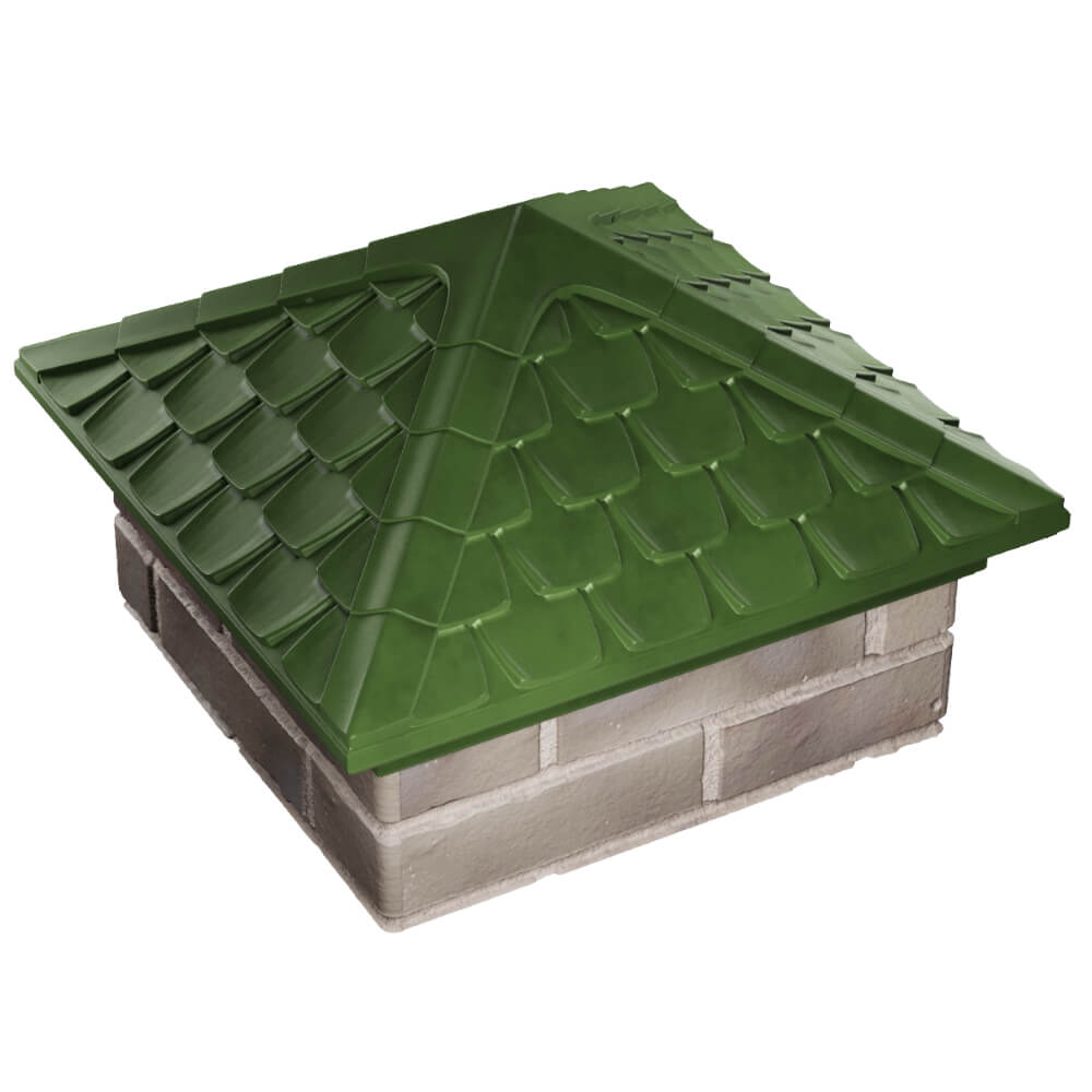 Колпак Zking Эльбрус Зеленый на столб 1.5х1.5 кирпича (385х385мм) в Новокузнецке фото