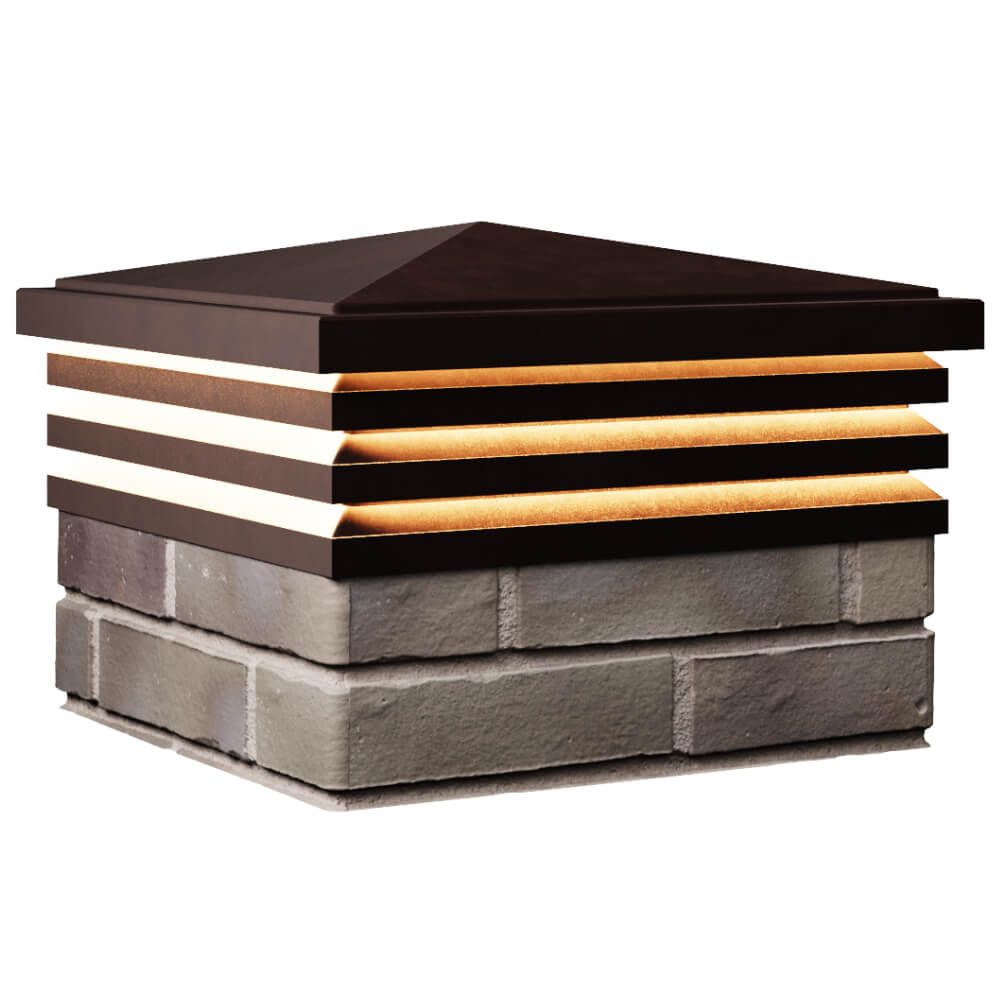 Колпак Zking Бона ХайТек Коричневый на столб 1.5х1.5 кирпича (385х385мм) с подсветкой в Новокузнецке фото