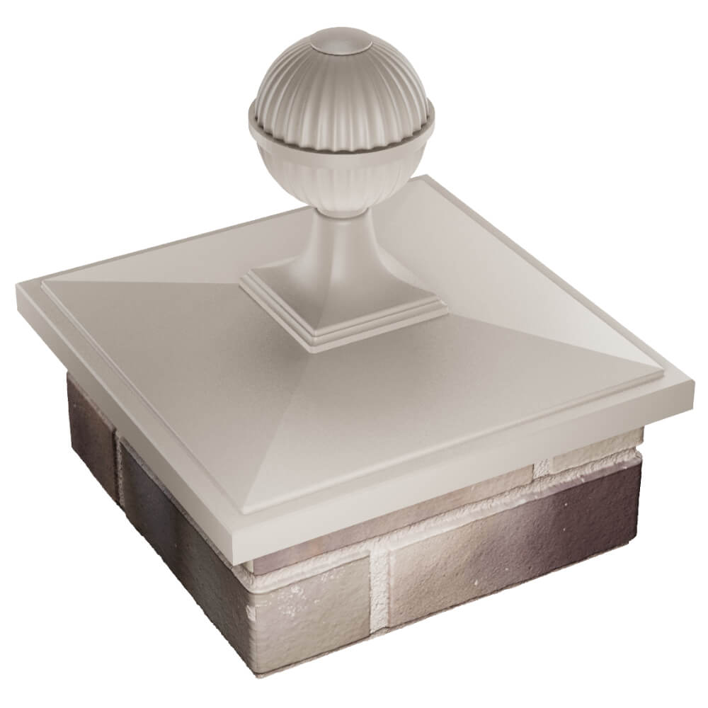 Колпак Zking БонаМоно Бежевый с шаром на столб 1.5х1.5 кирпича (385х385, 400х400мм) в сборе в Новокузнецке фото