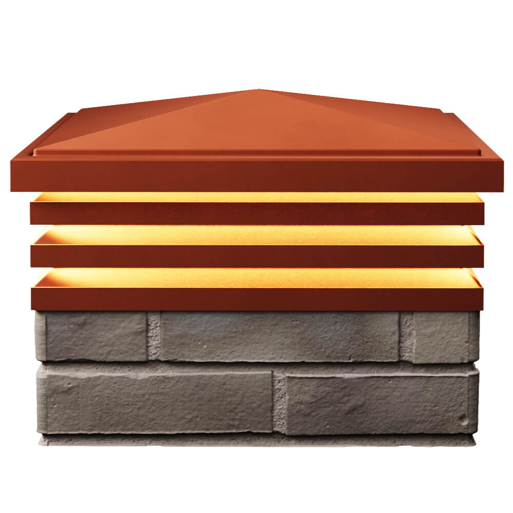 Колпак Zking Бона ХайТек Красный на столб 1.5х1.5 кирпича (385х385мм) с подсветкой в Новокузнецке фото