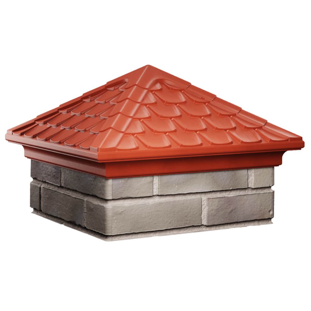 Колпак Zking Эльбрус Красный на столб 1.5х1.5 кирпича (385х385мм) в Новокузнецке фото