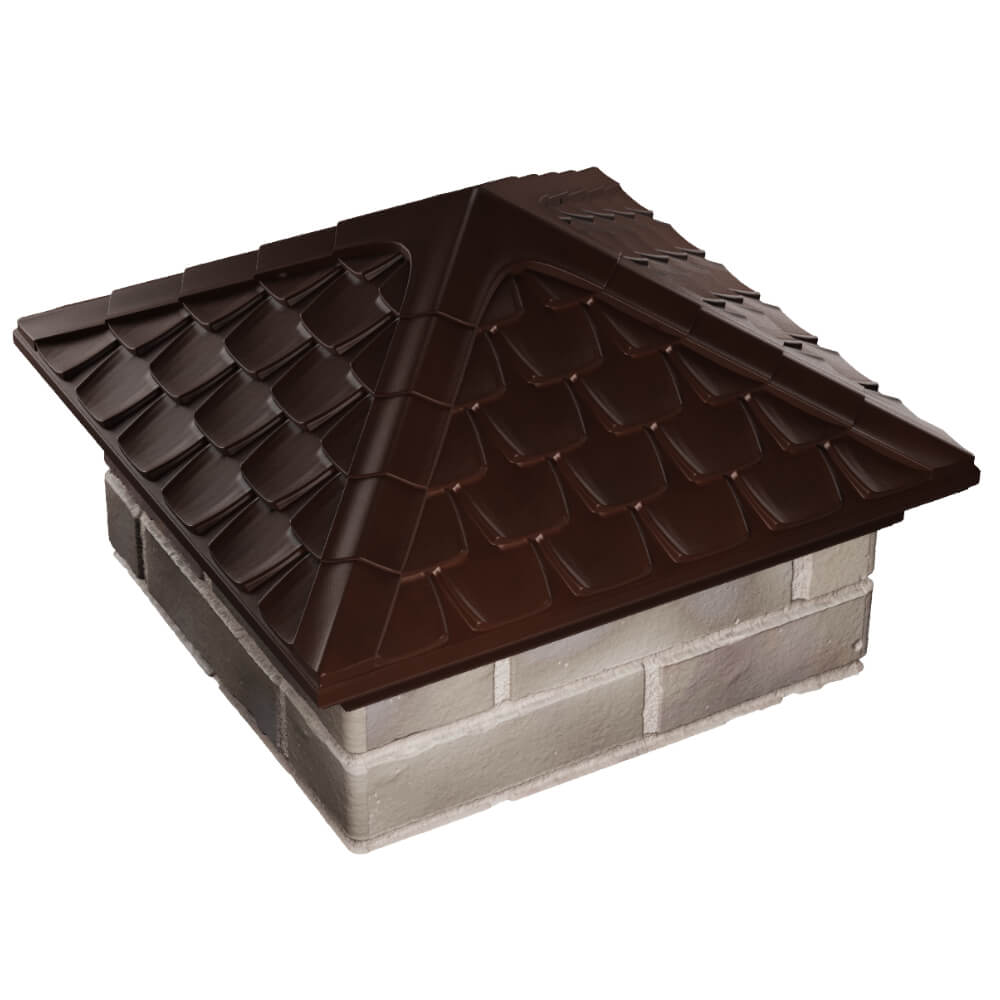 Колпак Zking Эльбрус Коричневый на столб 1.5х1.5 кирпича (385х385мм) в Новокузнецке фото