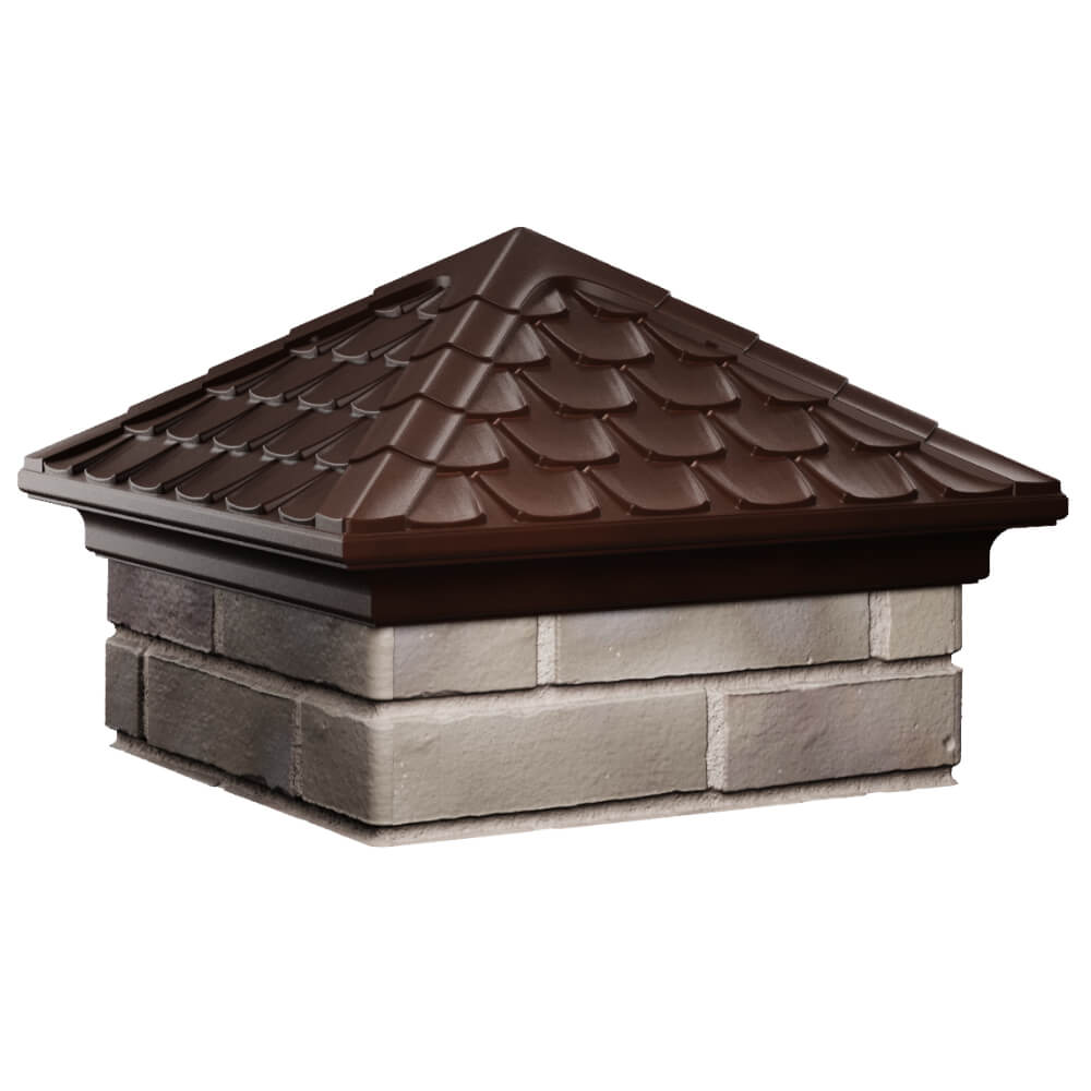 Колпак Zking Эльбрус Коричневый на столб 1.5х1.5 кирпича (385х385мм) в Новокузнецке фото