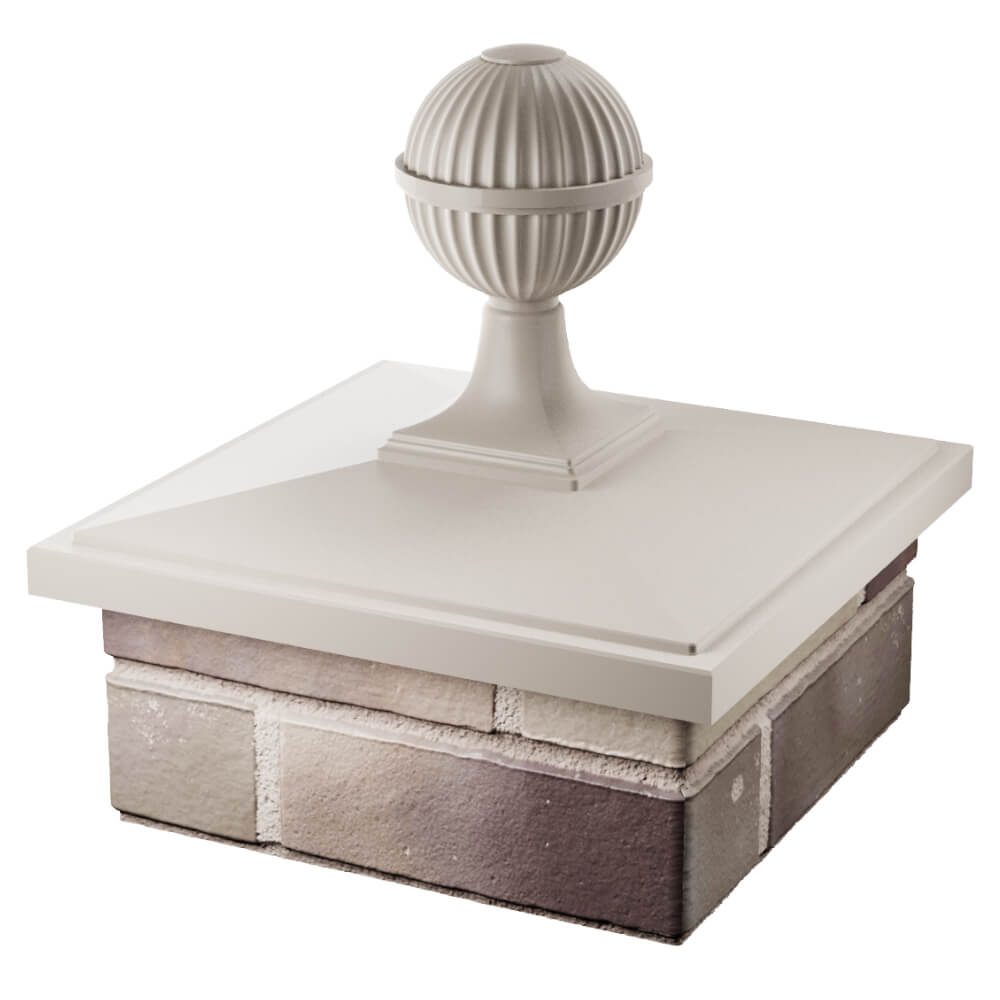 Колпак Zking БонаМоно Бежевый с шаром на столб 1.5х1.5 кирпича (385х385, 400х400мм) в сборе в Новокузнецке фото